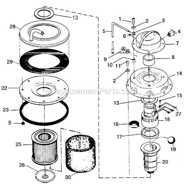 Page A Diagram and Parts List for 5448 Type 1 Black and Decker Utility Vacuum